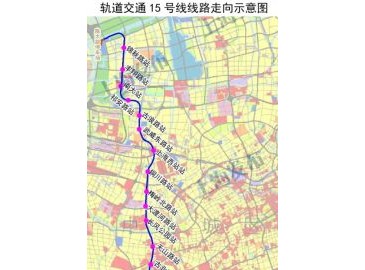 上海轨交15号线走向示意图公示 纵贯5区设29站