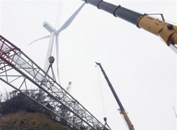 海装风电重庆万盛南天门自建风场最后风机吊装完成