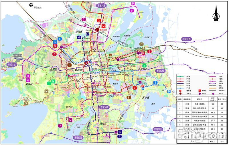 苏州轨道交通2015最新规划图 增6条市域地铁