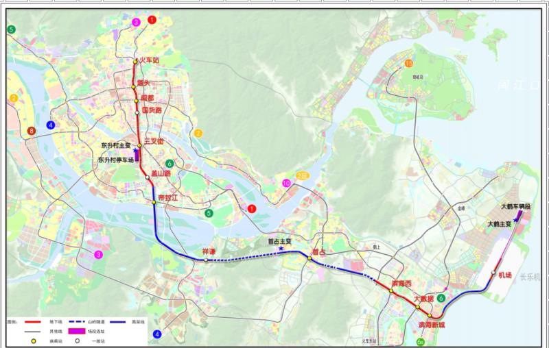 与规划线换乘;出站后线路向东沿规划路 敷设,在沙尾村附近设滨海新城